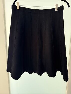 Women's Black Scallop-Hem Skater Skirt